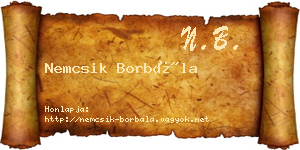 Nemcsik Borbála névjegykártya